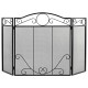 Freestanding 3-panel fireplace screen with scrollwork design, sturdy steel frame, and dense mesh for safety and charm.